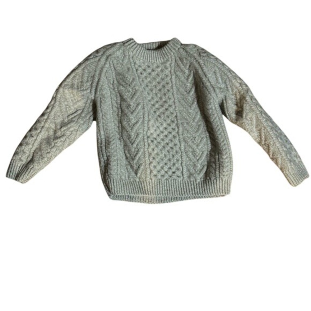 VTG Carraig Donn Irish Tradition Wool Cream Handknit‎ Fisherman Knit Sweater